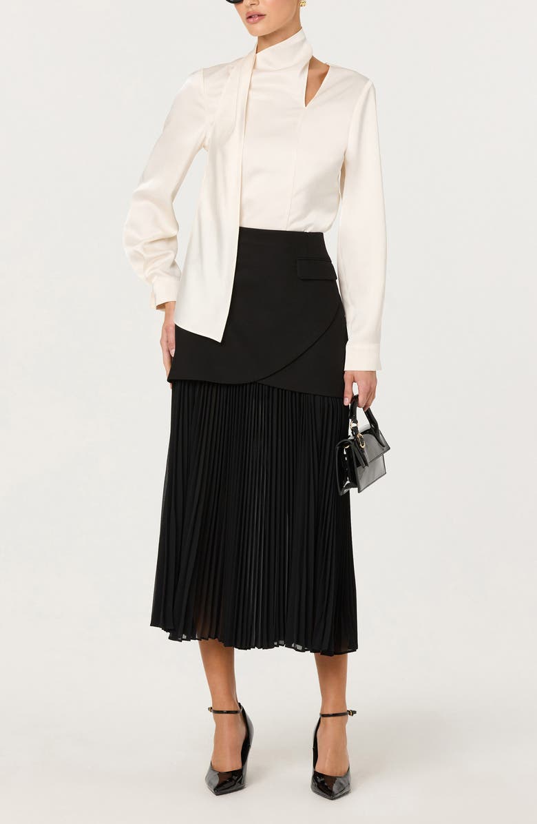 ASTR the Label Felista Scarf Neck Long Sleeve Shirt, Alternate, color, Off White