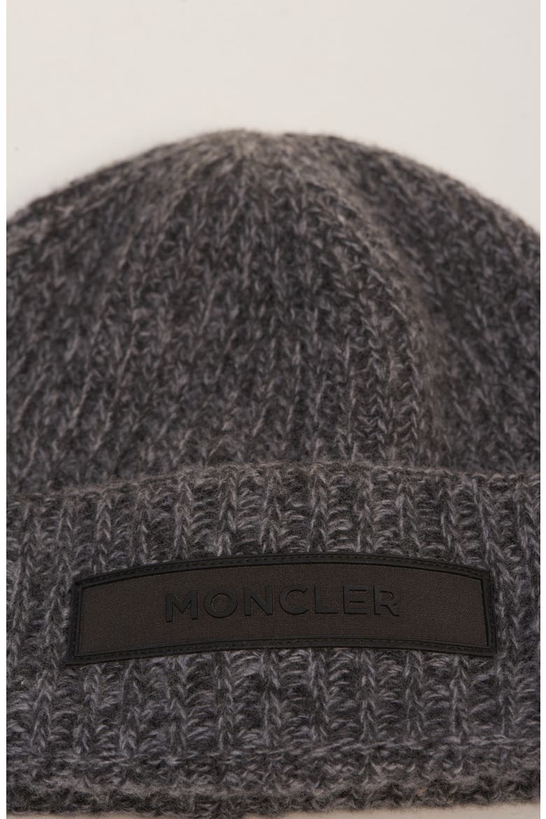 Logo Patch Virgin Wool & Cashmere Beanie, Alternate, color, BLACK