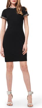 EMILY SHALANT Embellished Crepe Sheath Dress