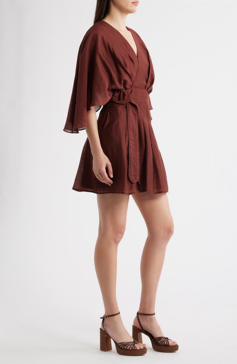 CIEBON Avaele Flutter Sleeve Minidress, Alternate, color, Brown