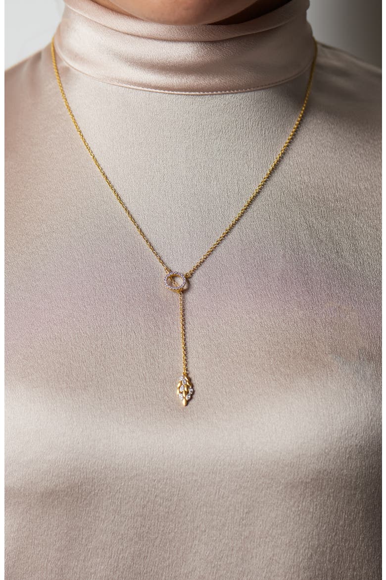 Fleur Bloom Lariat Necklace, Alternate, color, WHITE/ GOLD