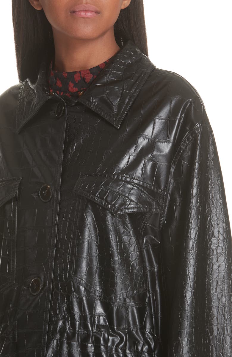 Nanushka Gus Faux Crocodile Trench Coat, Alternate, color,