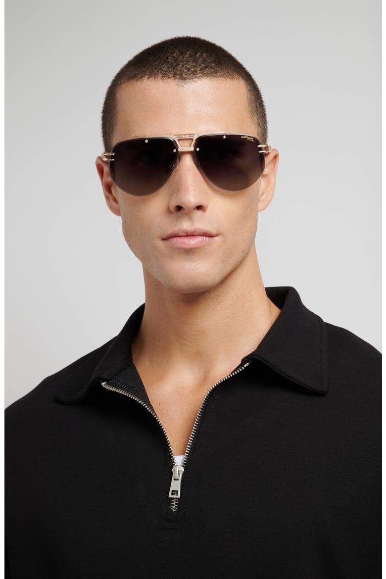 63mm Gradient Oversize Rectangular Sunglasses, Alternate, color, GOLD BLACK/ DARK GREY SF