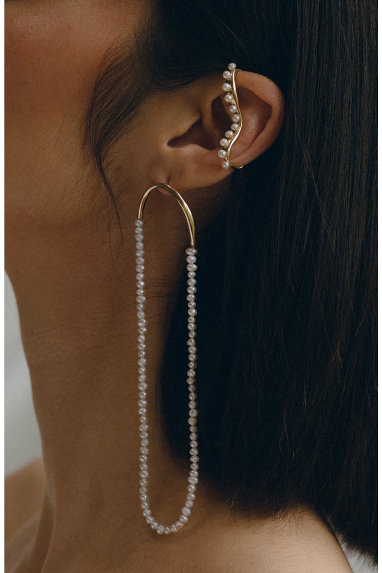 Pearl Ear Cuff, Alternate, color, BRONZE