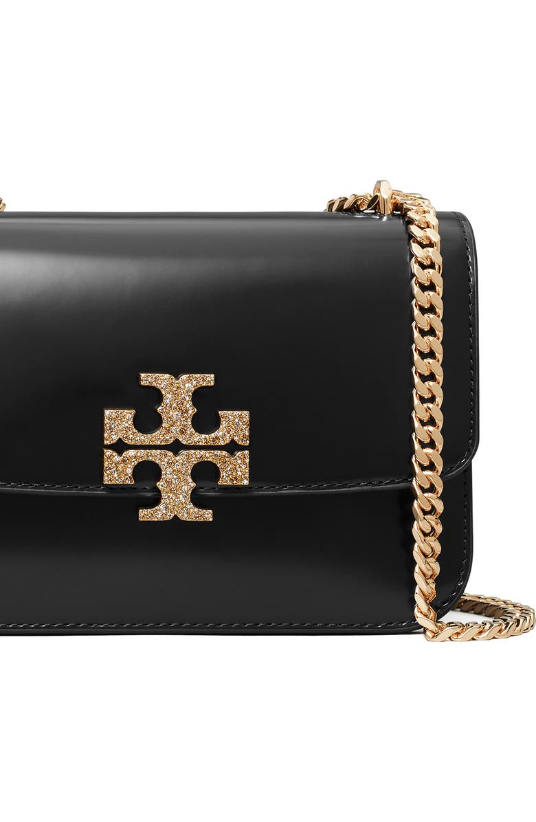 Tory Burch Small Eleanor Pavé Convertible Leather Shoulder Bag, Alternate, color, Black