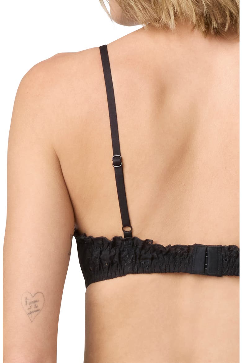 Eyelet Cotton Bralette, Alternate, color, BLACK