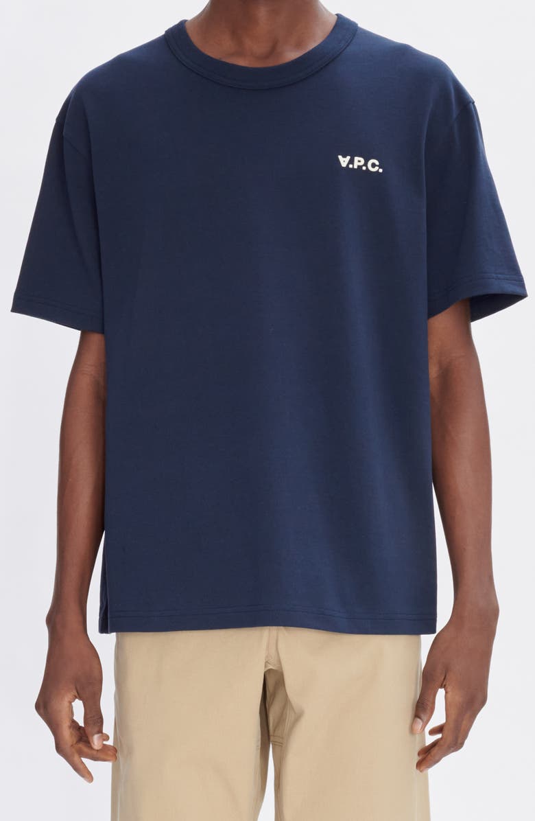 A.P.C. Boxy Organic Cotton T-Shirt, Main, color, Bleu Gris/ Dark Navy