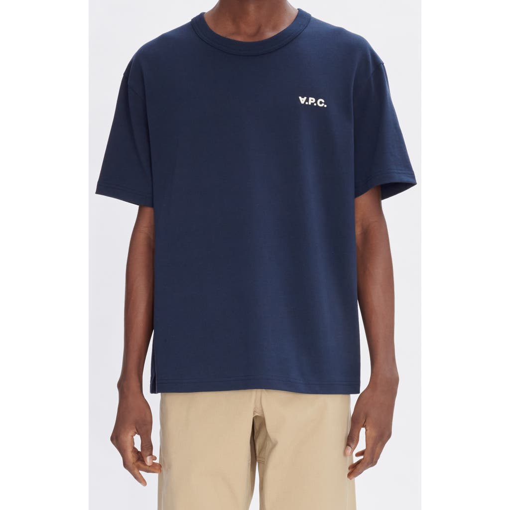 A.P.C. Boxy Organic Cotton T-Shirt in Bleu Gris/Dark Navy  product