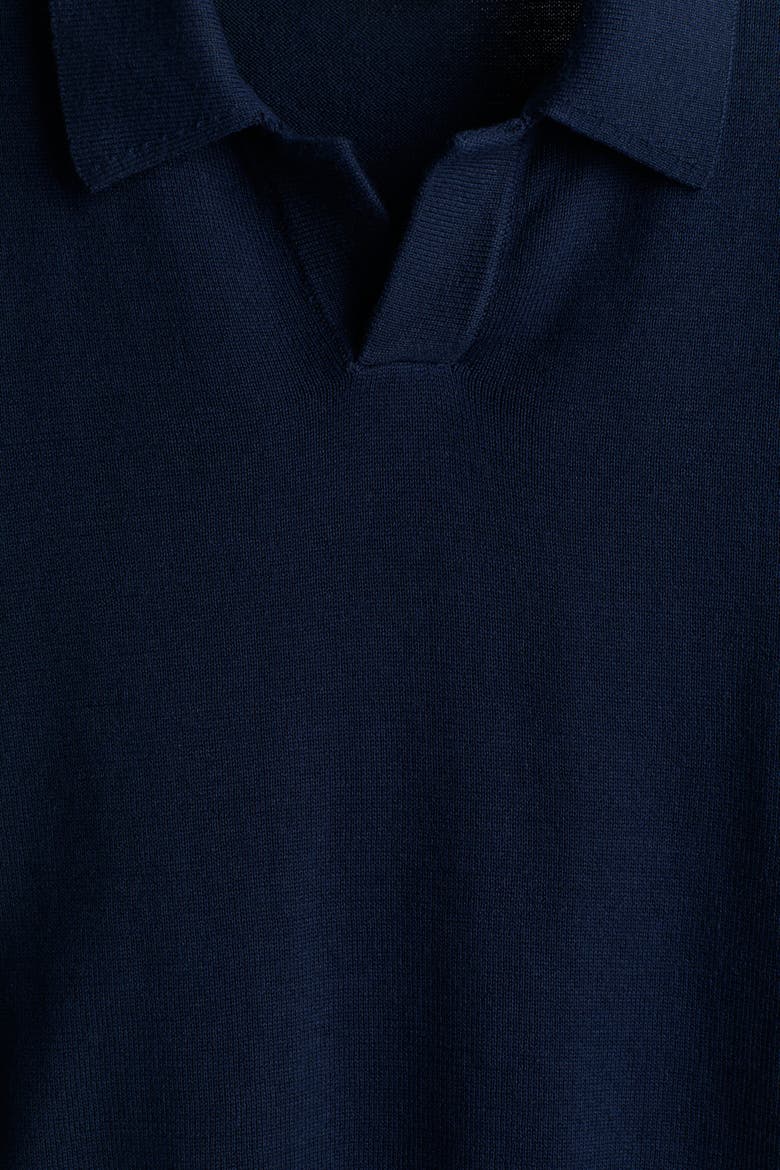 Fine-knit Cotton Polo Shirt, Alternate, color, Navy blue