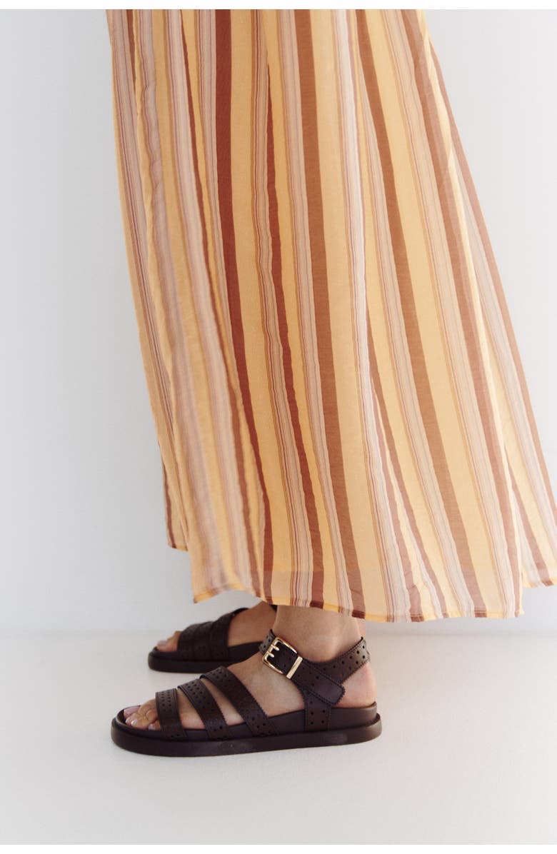 H&M Gathered Skirt, Alternate, color, Beige/Striped