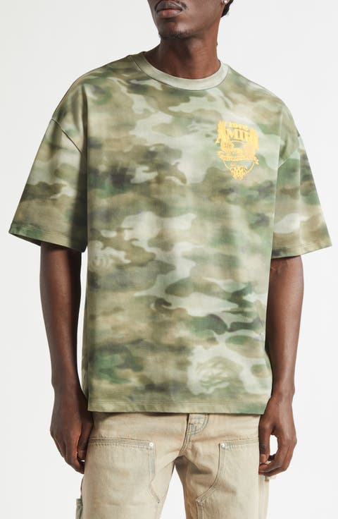 Eagle Blurred Camo Oversize Graphic T-Shirt