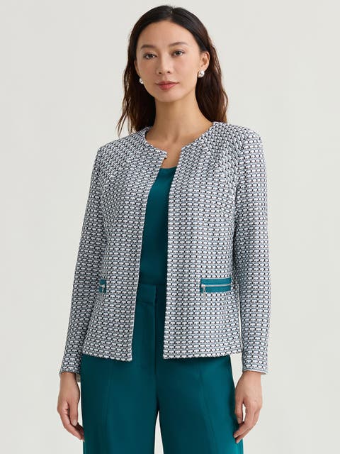 Heritage Tri-Color Basketweave Knit Jacket