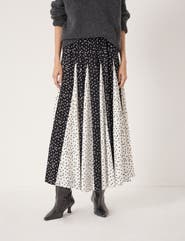 Hush Oti Polka Dot Godet Midi Skirt