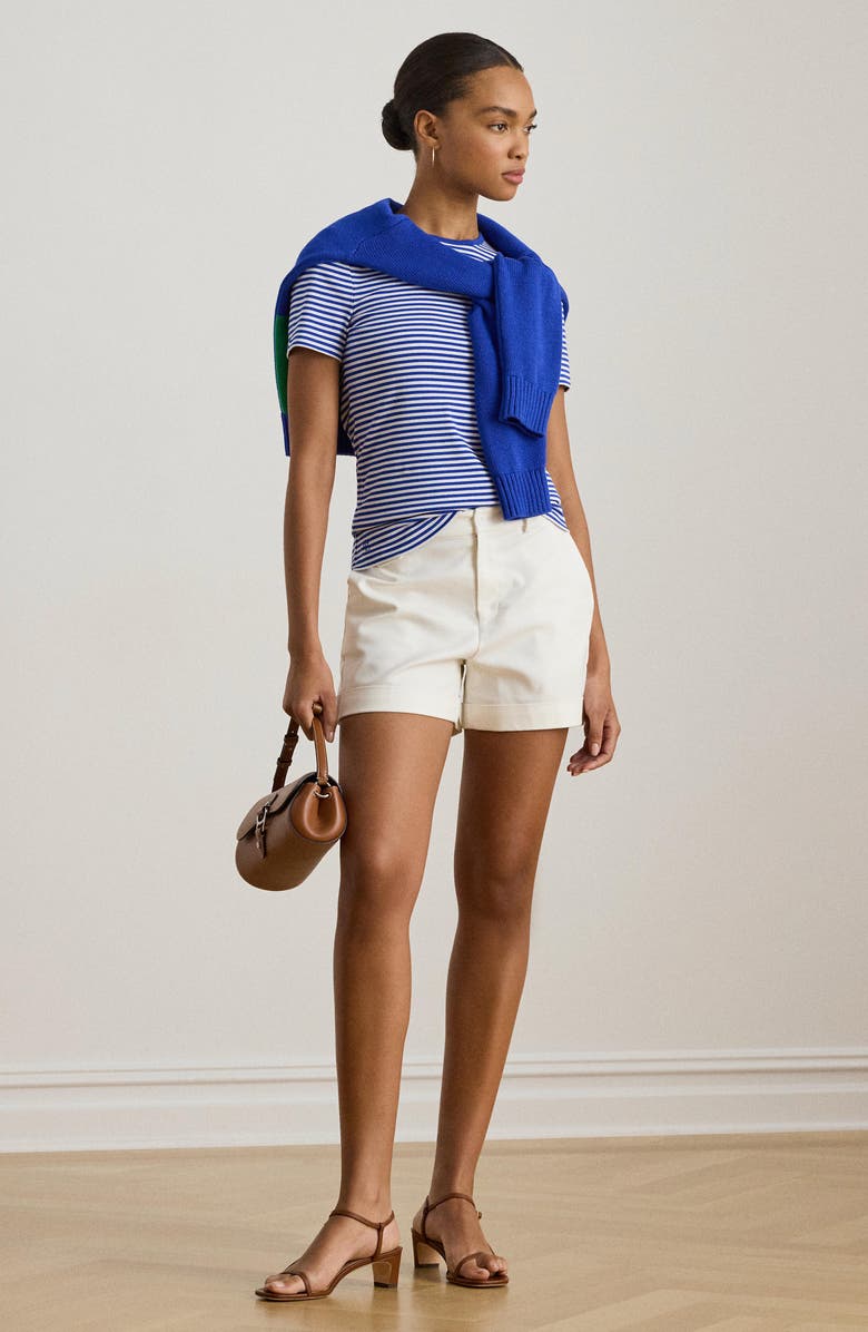 Lauren Ralph Lauren Stripe Cotton Blend T-Shirt, Alternate, color, Blue