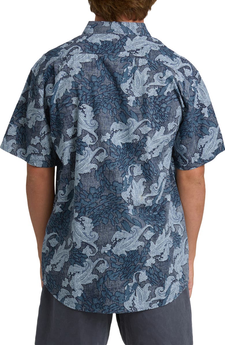 Billabong Sundays Paisley Short Sleeve Button-Up Shirt, Alternate, color, Mid Blue