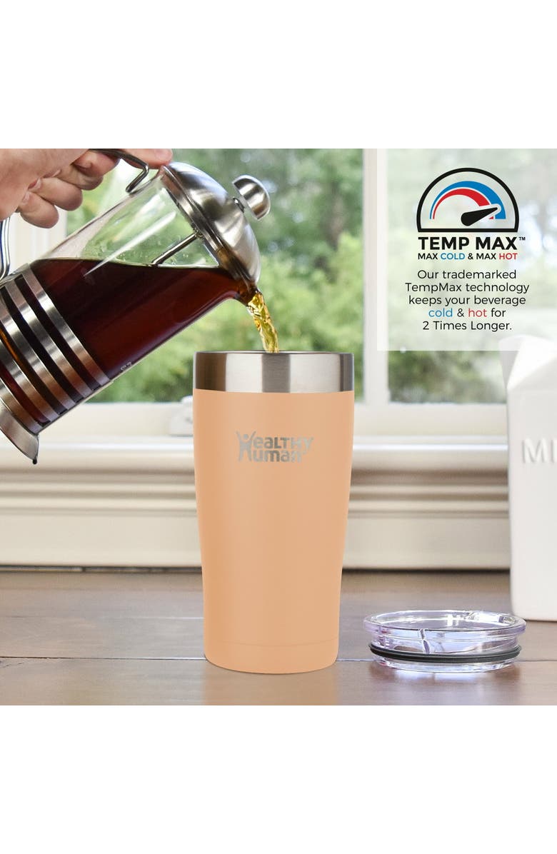 Healthy Human Stainless Steel Tumbler with Straw & Lid, 20 oz Papaya, Alternate, color, Orange