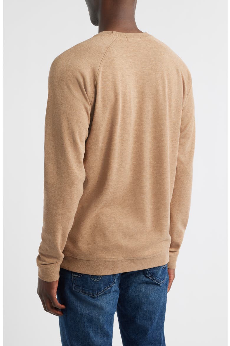 Crown Comfort Cotton Blend Piqué Crewneck Sweatshirt, Alternate, color, CAMEL
