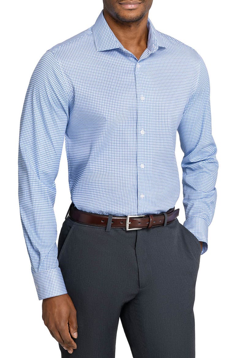Check Reworked Cotton Dress Shirt, Main, color, WHITE/ BLUE