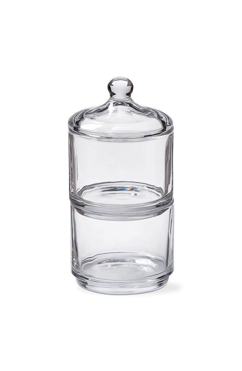 tag White Glass Stacking Jar with Lid Decorative Kitchen Canister, Main, color, White