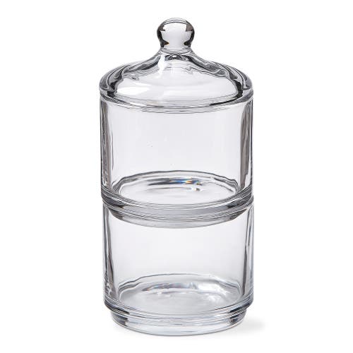 Tag White Glass Stacking Jar With Lid Decorative Kitchen Canister In Transparent