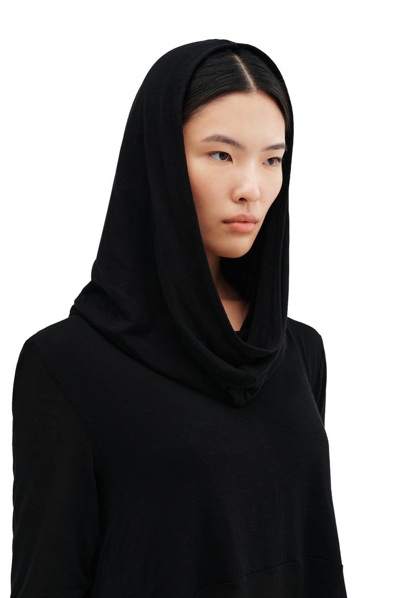 Oslo Semisheer Long Sleeve High-Low Jersey Tunic, Alternate, color, BLACK