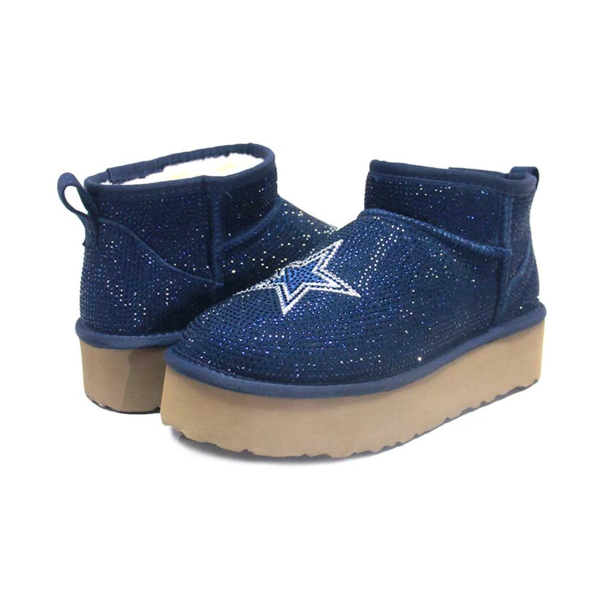CUCE Women's Cuce Navy Dallas Cowboys Crystal Platform Boots, Main, color, 