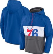 FANATICS Men's Fanatics Branded  Royal/Gray Philadelphia 76ers Anorak Flagrant Foul Color-Block Raglan Hoodie Half-Zip Jacket