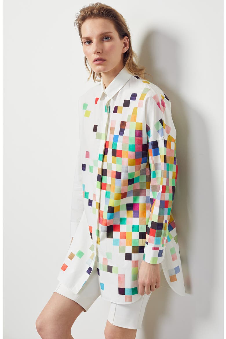 Pixel Print Tunic Shirt, Alternate, color, CREAM PIXELPRINT