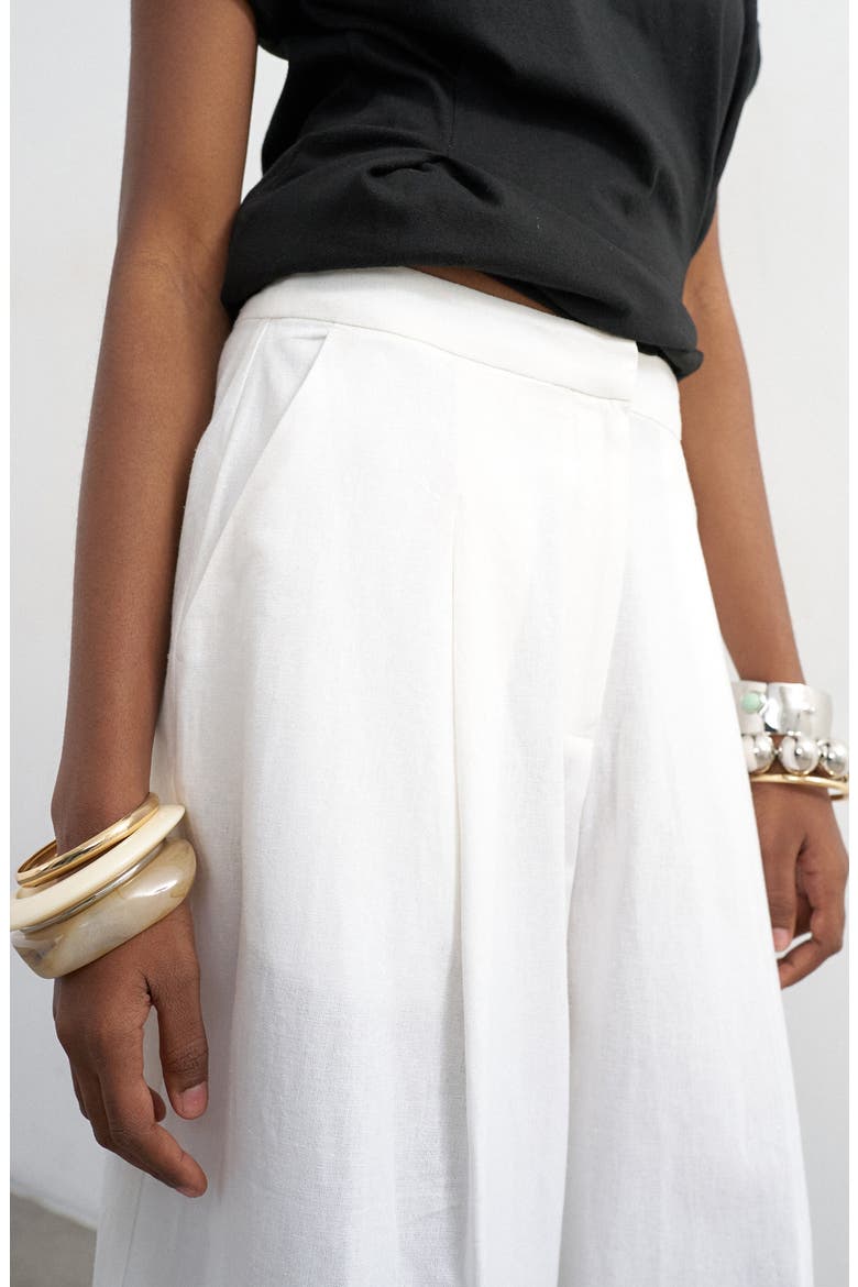 Linen Blend Wide Leg Pants, Alternate, color, WHITE