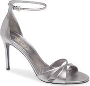 Prada Saffiano Metallic Leather Ankle Strap Sandal