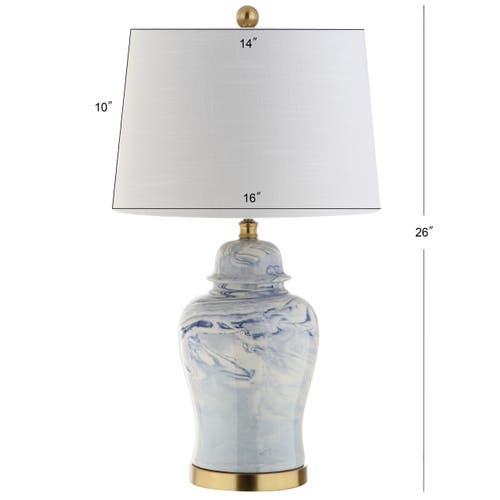 Shop Jonathan Y Wallace 26" Ceramic Led Table Lamp, Blue/white