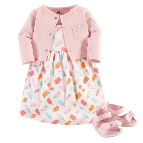 Cotton Dress, Cardigan and Shoe Set