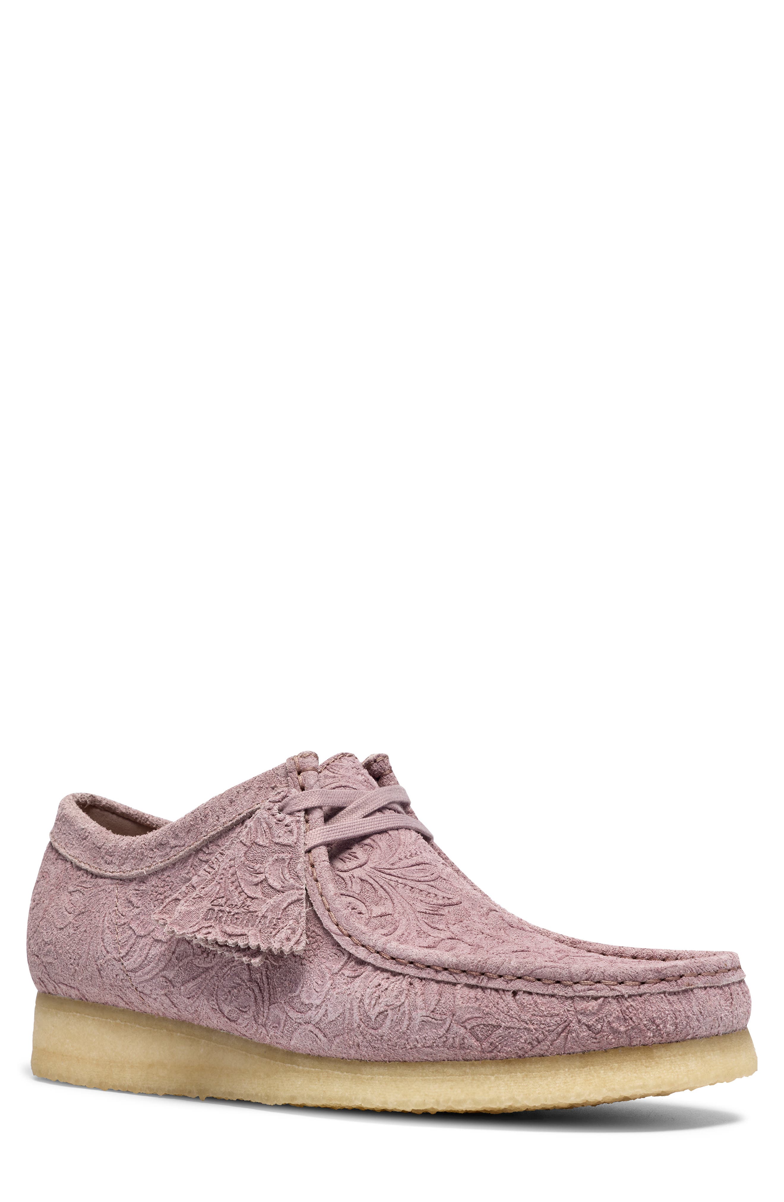 Embossed Wallabee Suede Boot, Main, color, DUSTY PINK EMB