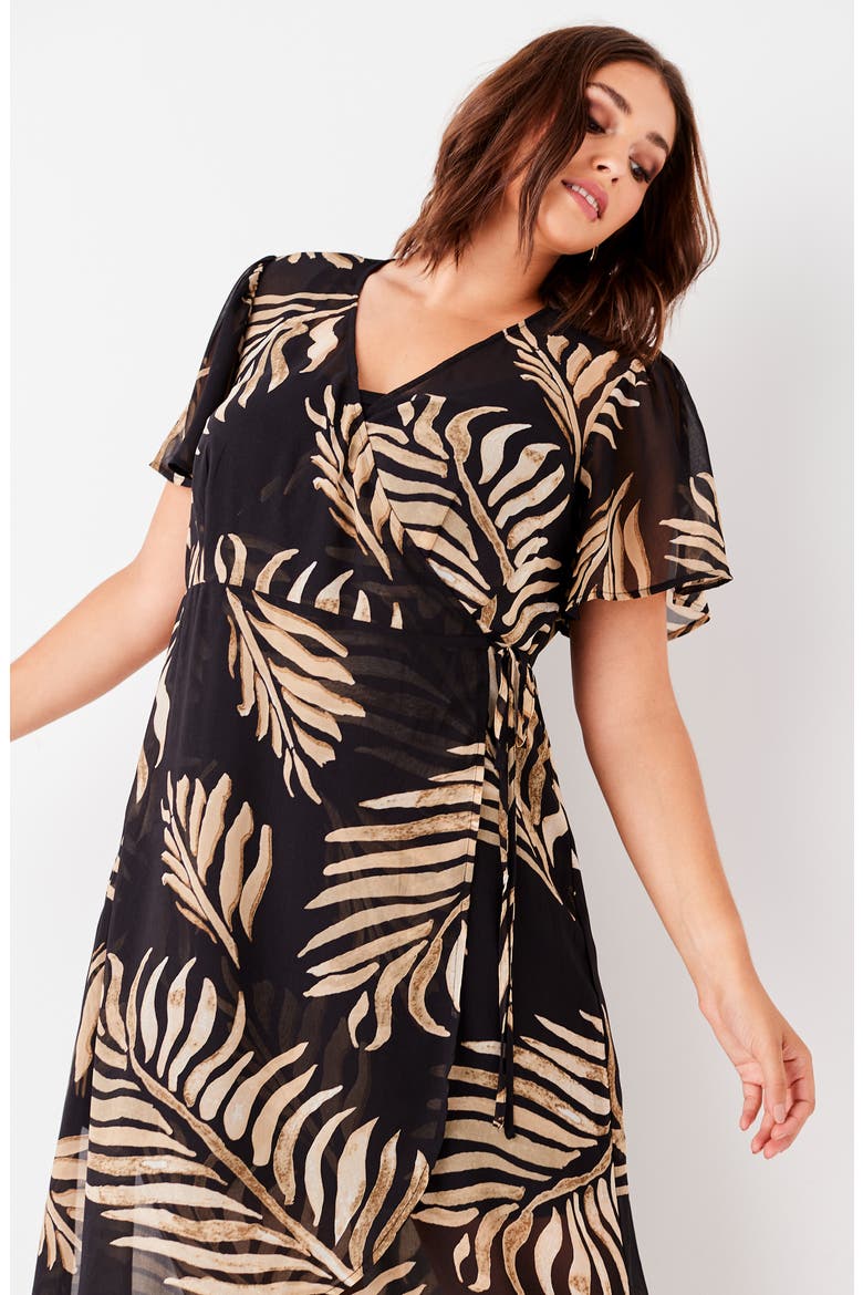 Wild Fern Wrap Midi Dress, Alternate, color, PRINT