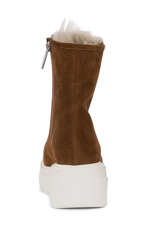 Aquatalia Ivanya Suede & Genuine Shearling Lug Boot In Brown