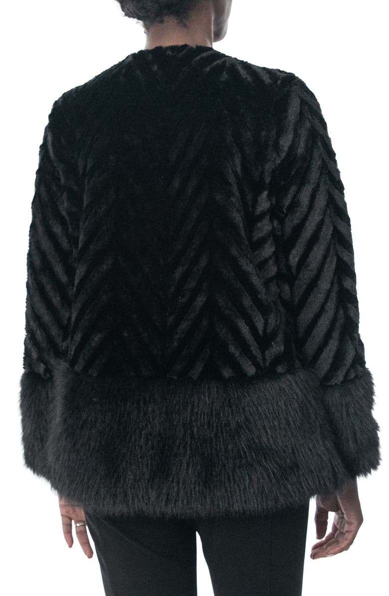 Nina Leonard Chevron Faux Fur Long Sleeve Bolero, Alternate, color,