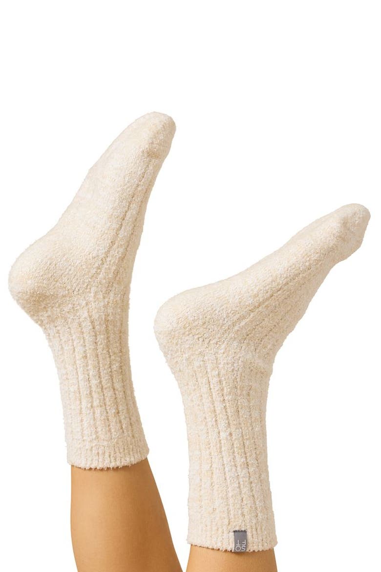 Marshmallow Crew Socks with Grippers, Main, color, Warm Sand