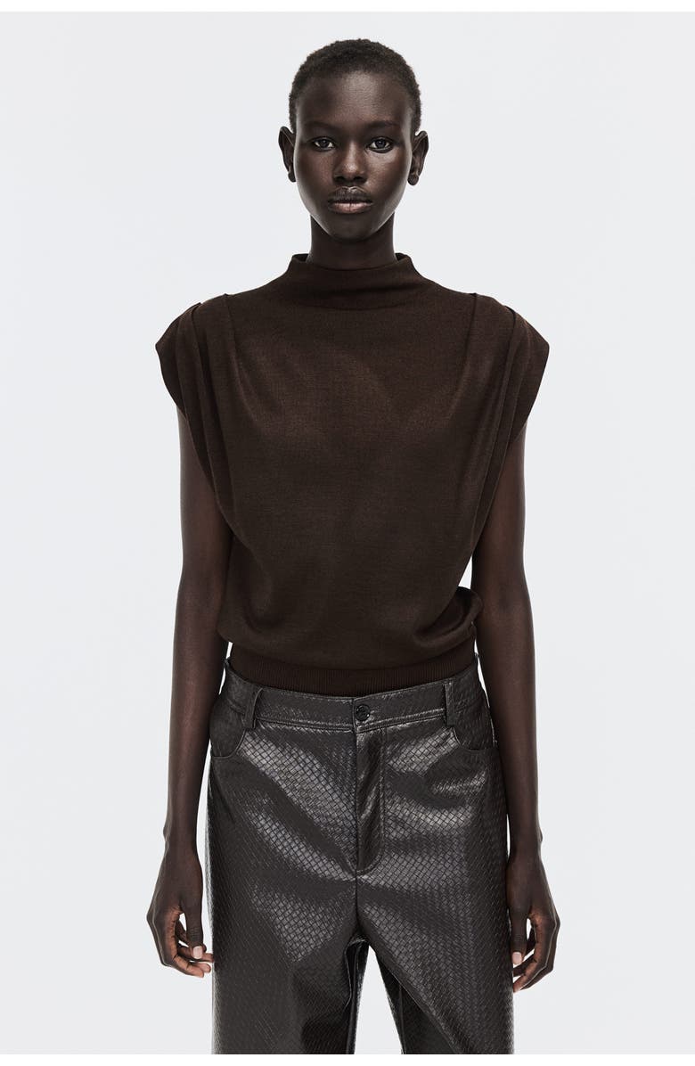 H&M Fine-knit Top, Alternate, color, Brown