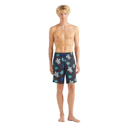 Vilebrequin Multicolor Tortues Ultra-light And Packable Swim Shorts In Noir