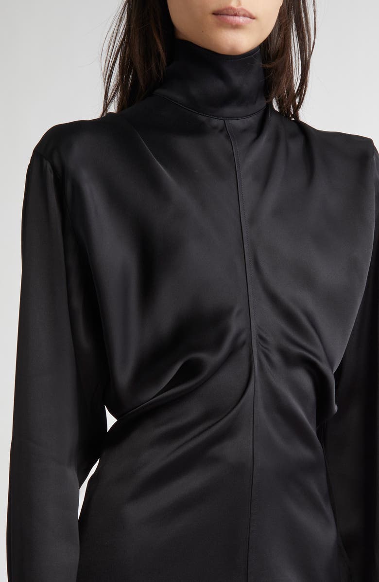 TOTEME Slouch Waist Satin Top, Alternate, color, Black