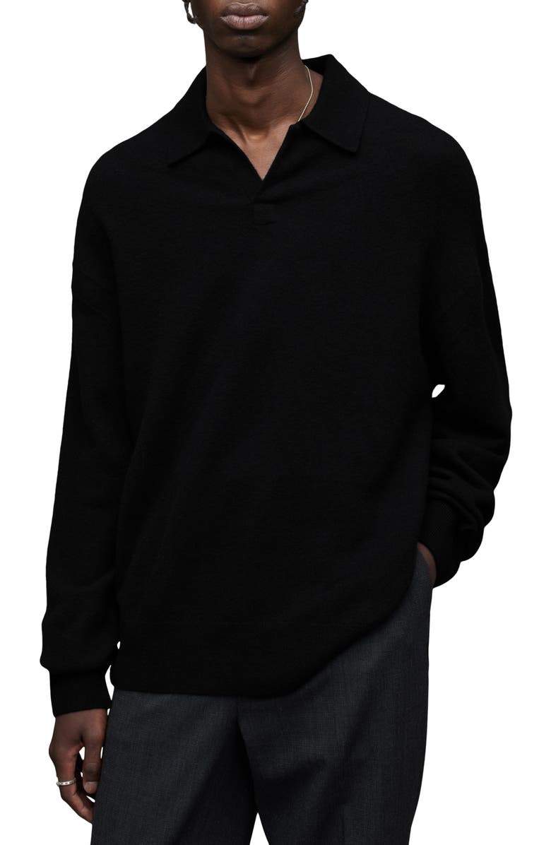 AllSaints Anson Oversize Wool Blend Polo Sweater, Main, color, 