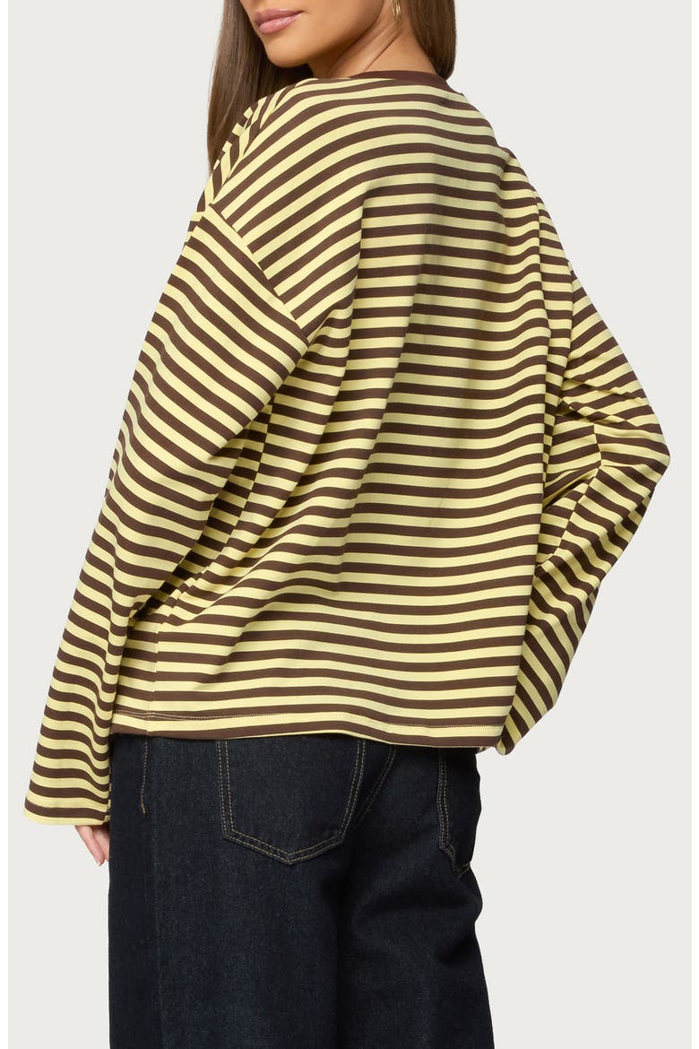 Jodie Oversize Long Sleeve T-Shirt, Alternate, color, BROWN-AND-YELLOW