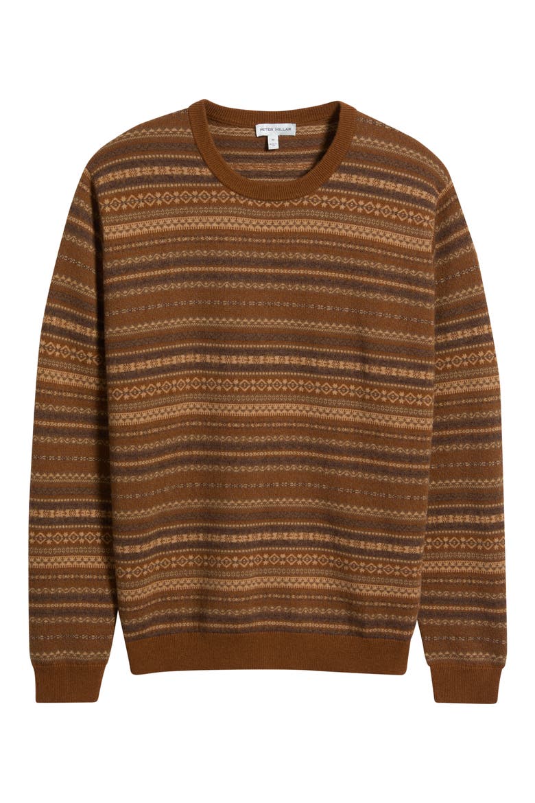 Saddle Fair Isle Wool & Cashmere Sweater, Alternate, color, DARK AMBER