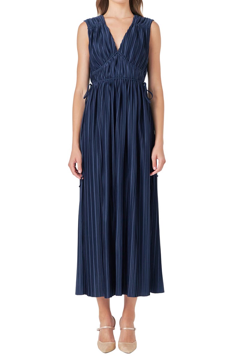 Endless Rose Sleeveless Micropleat Maxi Dress, Alternate, color, Navy