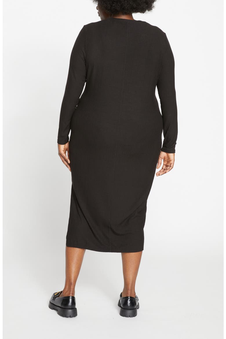 Lexi Long Sleeve Rib Sweater Dress, Alternate, color, BLACK