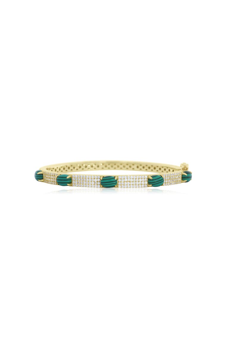 Malachite CZ Pave Station Bangle, Main, color, Malachite