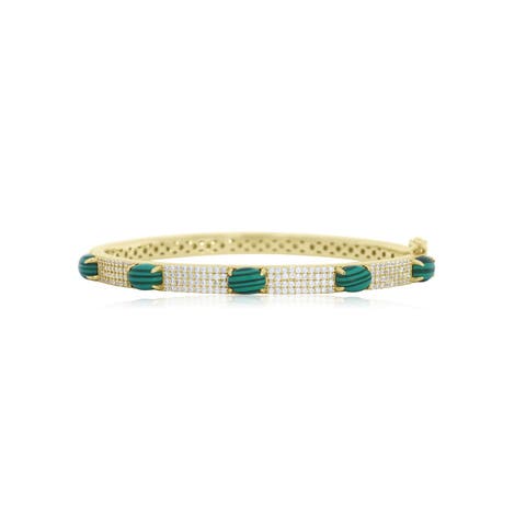 Malachite CZ Pave Station Bangle