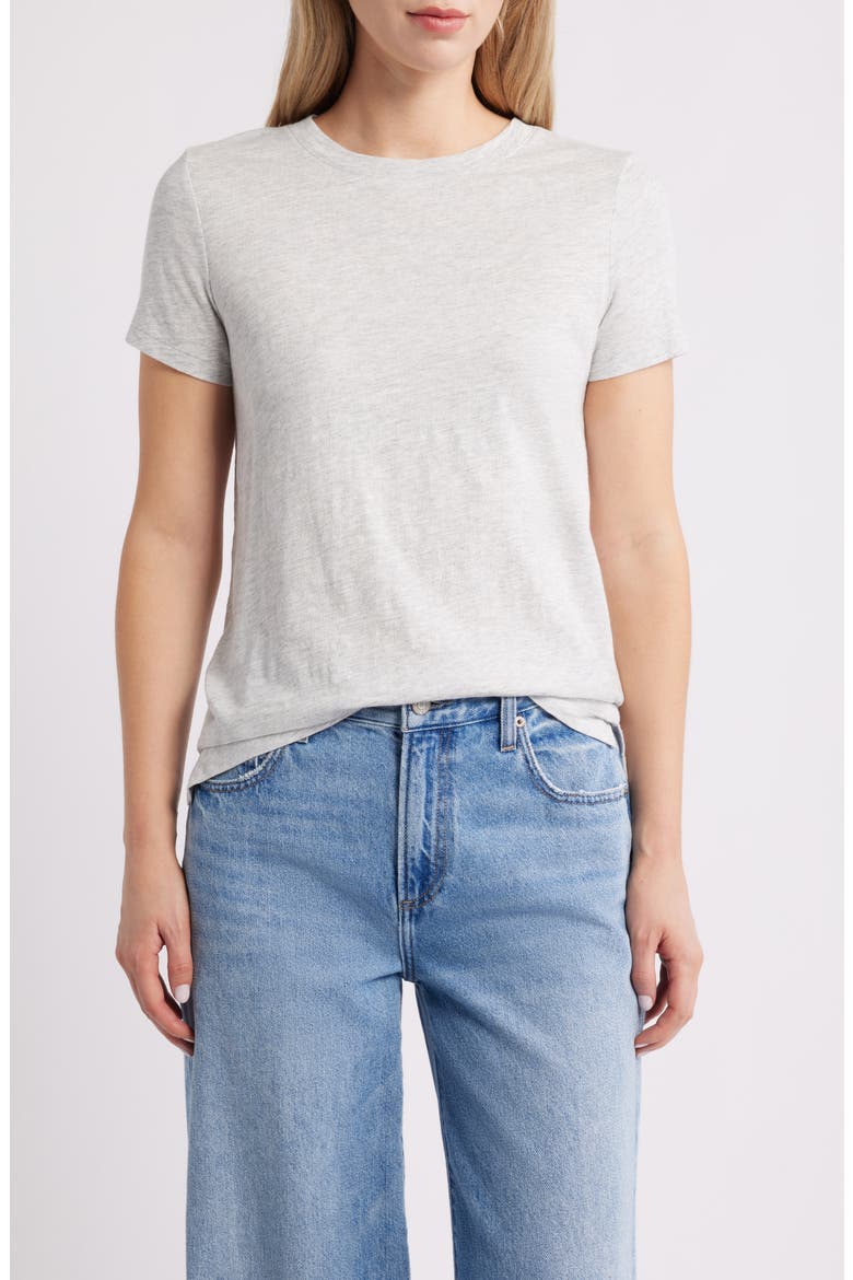 Cotton Blend Crewneck T-Shirt, Main, color, GREY LIGHT HEATHER