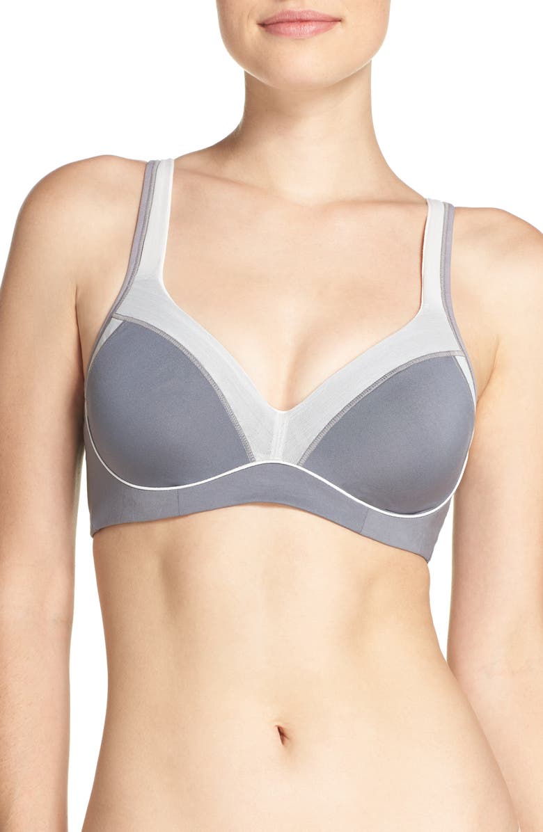 Natori Zen Convertible Underwire Sports Bra, Main, color, Grey/ Feather Grey