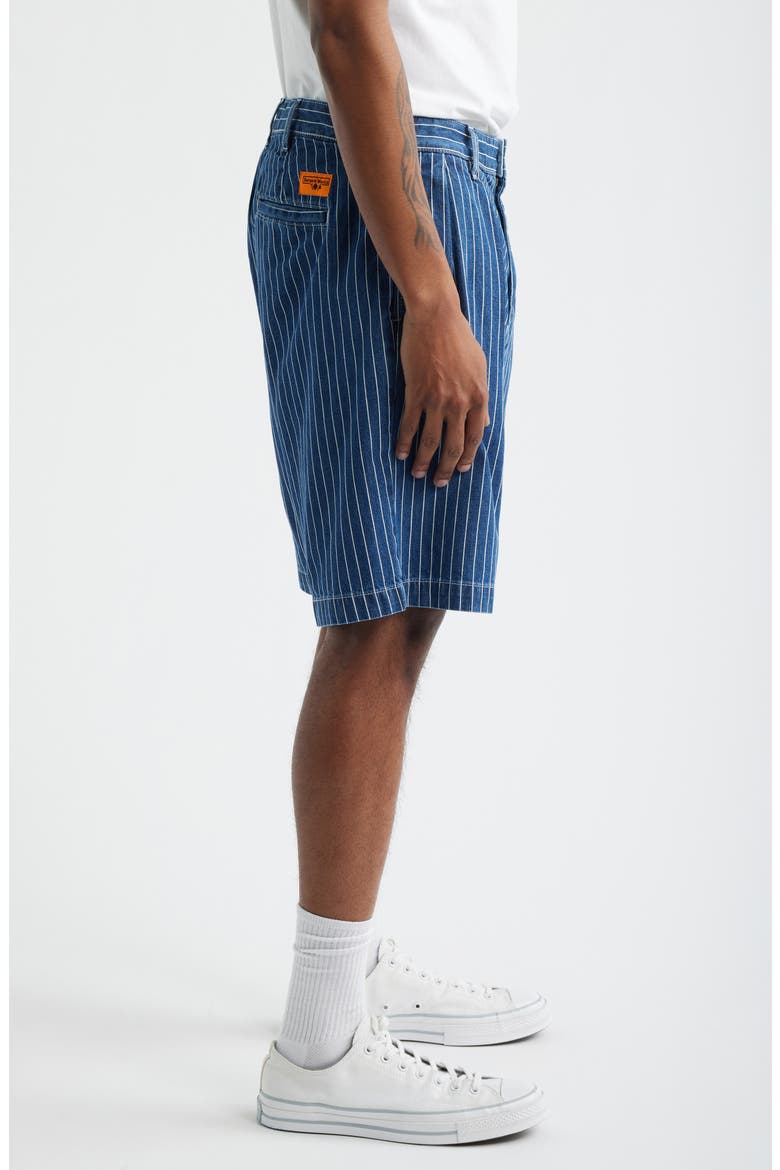 Part Timer Pinstripe Denim Shorts, Alternate, color, INDIGO